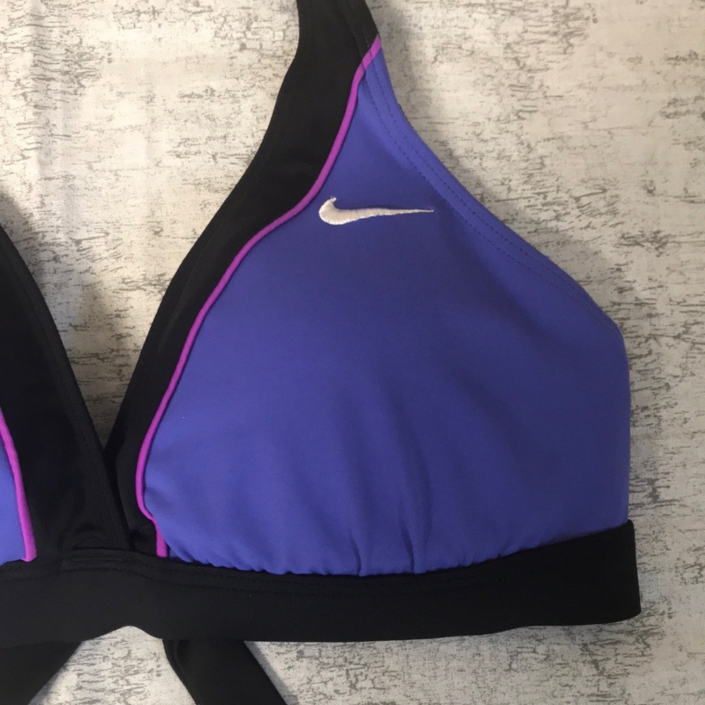 Nike Bikini Top Reversible Purple & Black / Bubble Print; Halter Swim Top, Small